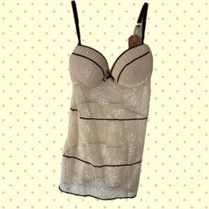 Cream And Brown Lace Babydoll